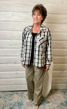 Multiples Cuffed Button Front Jacket Multi Plaid