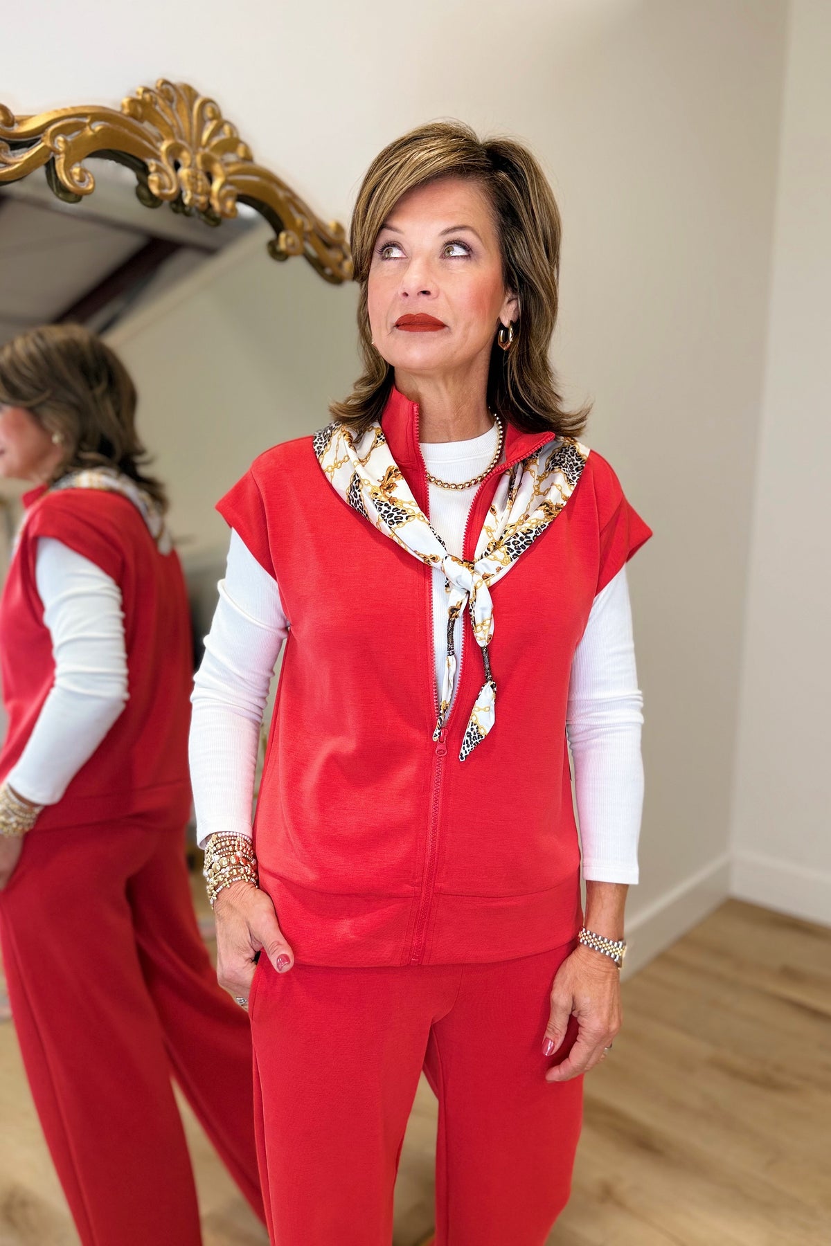 Multiples Oversized Vest Crimson
