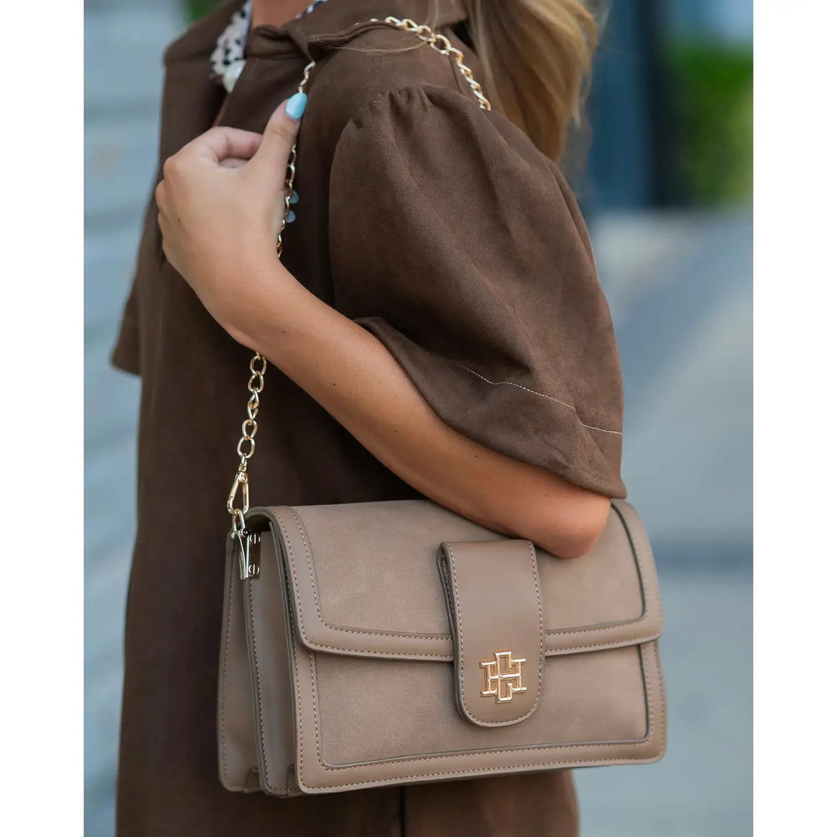 Collins Crossbody Latte Suede