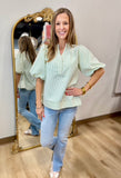 Striped Sage Pullover Top