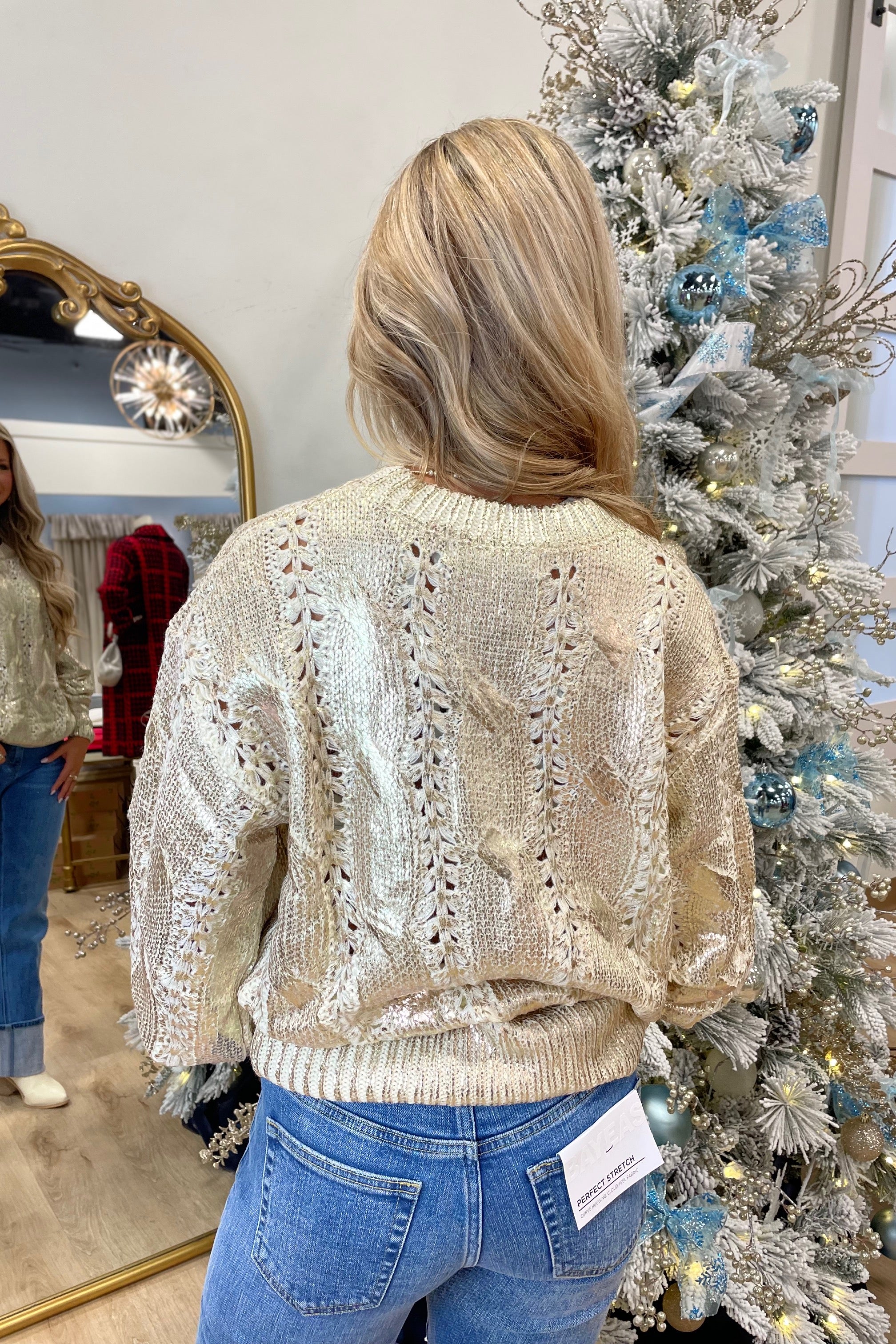 In The Spirit Metallic Foil Sweater Gold