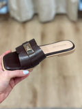 Kallen Slide Sandal w Buckle Brown