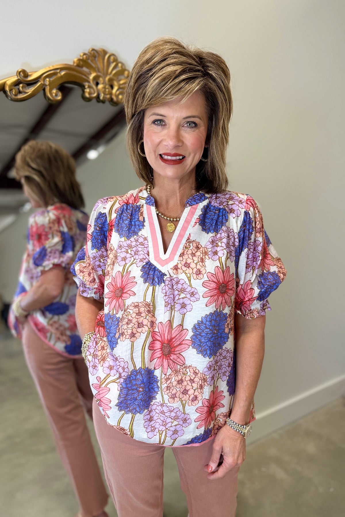 Umgee Garden Party Blouse Pink