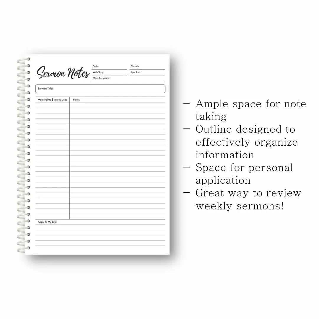 Sermon Notes Spiral-Bound Journal, 40 Pages
