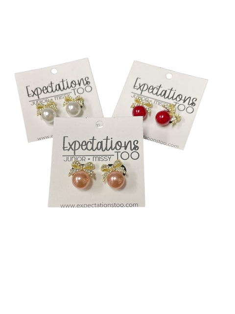 Bow Drop Post Earring 3 Colors Available
