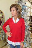 Charlie B Shirt Collar Sweater Cranberry
