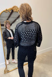 Mudpie Jeanie Crochet Cardigan Black One Size