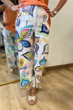 Charlie B Printed Pants Feathers