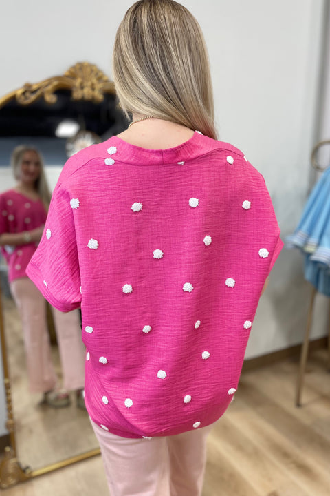 Sweet Spot V Neck Top Pink