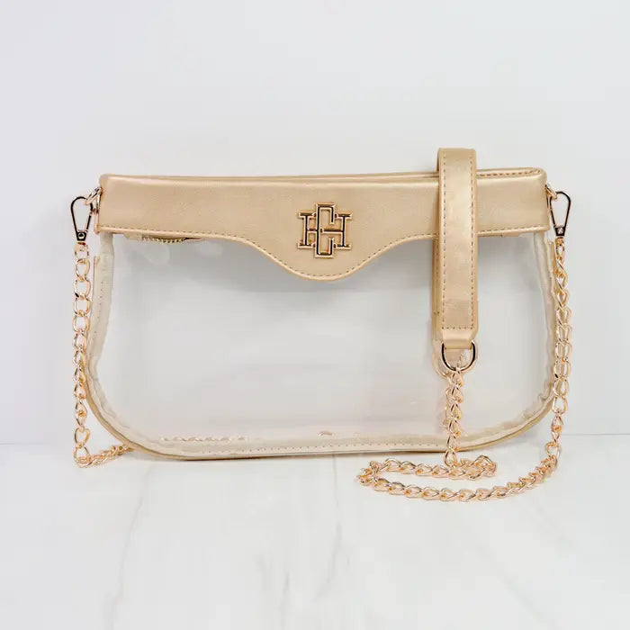 Caroline Hill Madi Clear Crossbody Gold