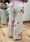 Tempo Paris Floral Palazo Pants Beige