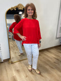 Multiples Ruffle Hem Top Poppy