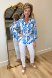 Apny Summer Seas Blouse Blue