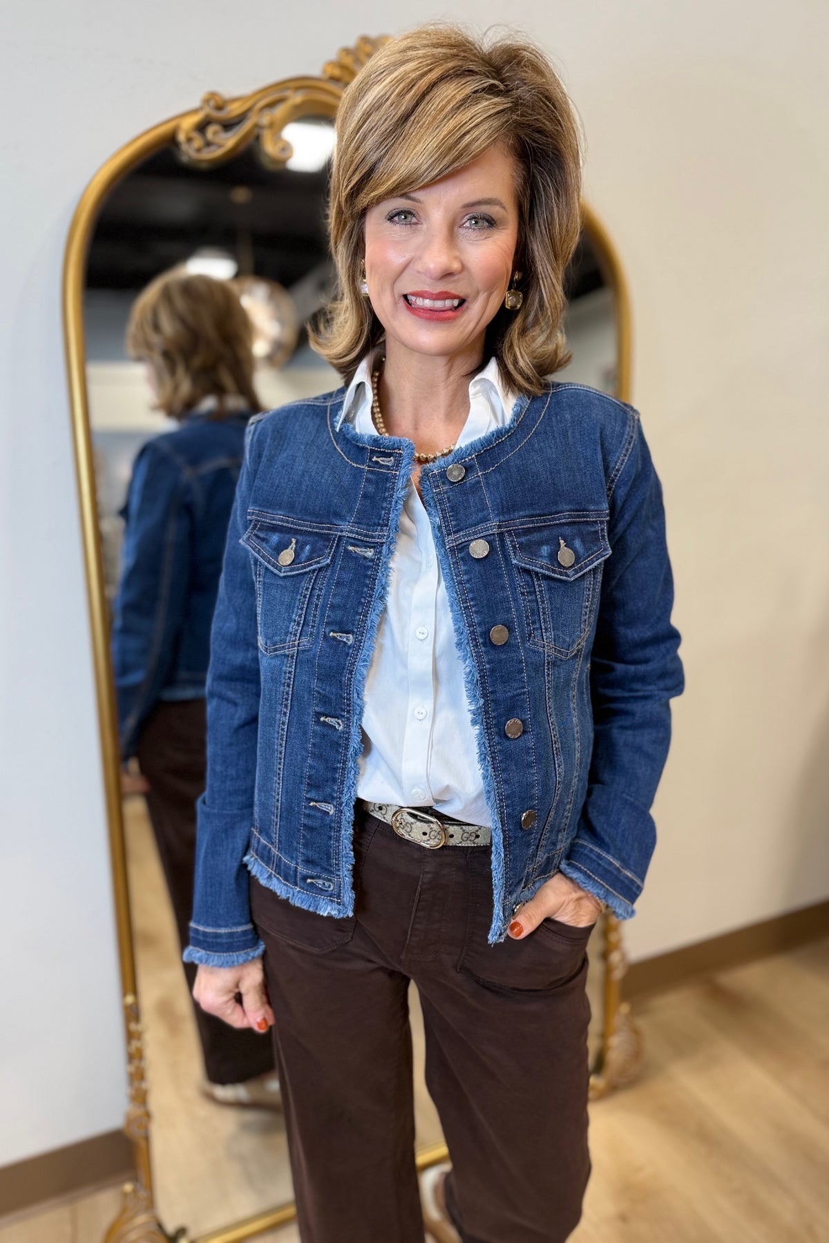 APNY Collarless Jean Jacket Indigo