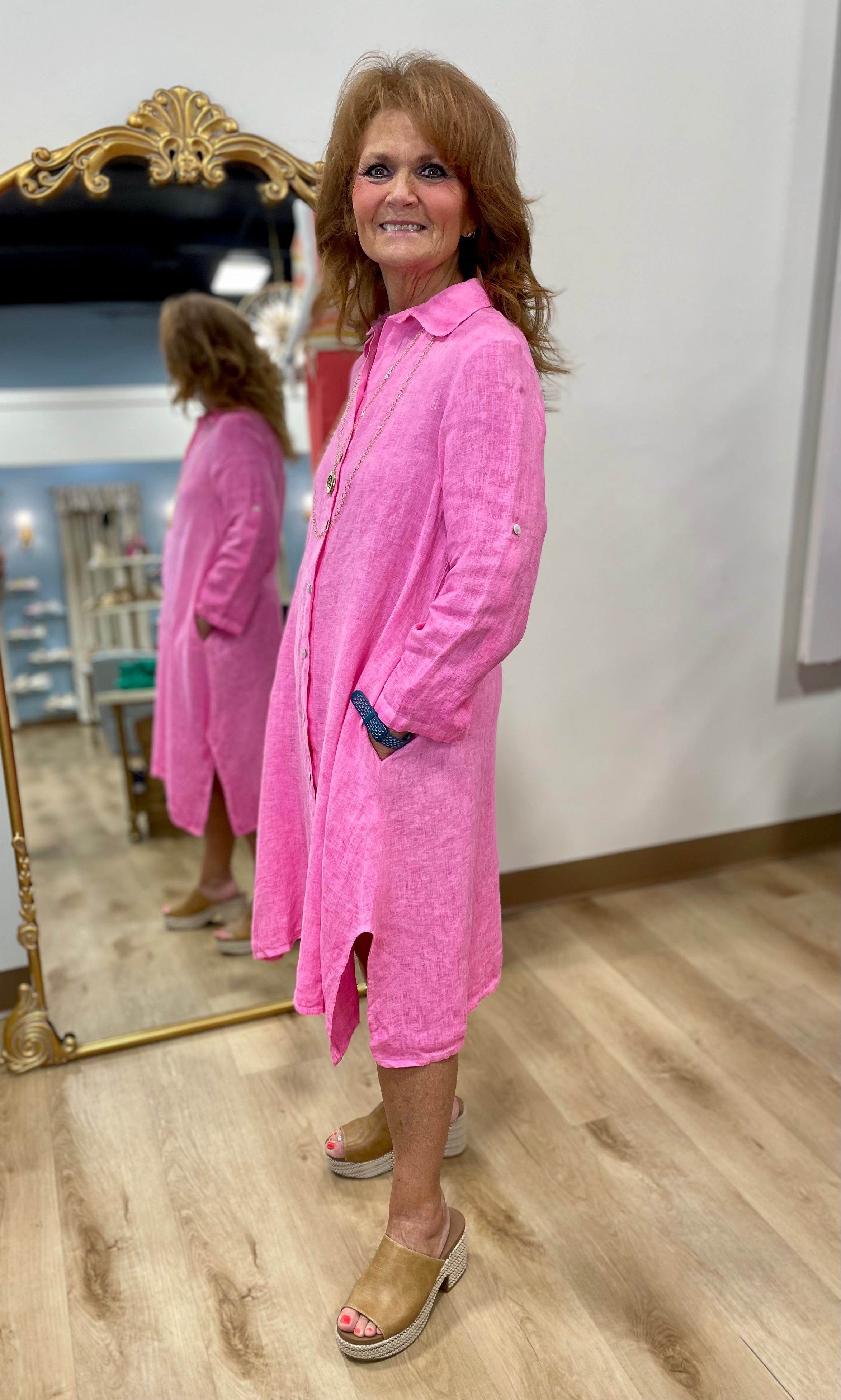 Tempo Paris Shirt Dress Fuchsia