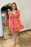 Botanic Breeze Mini Dress Coral