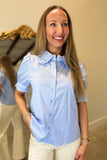 Sailor’s Frill Ruffle Collar Top Blue