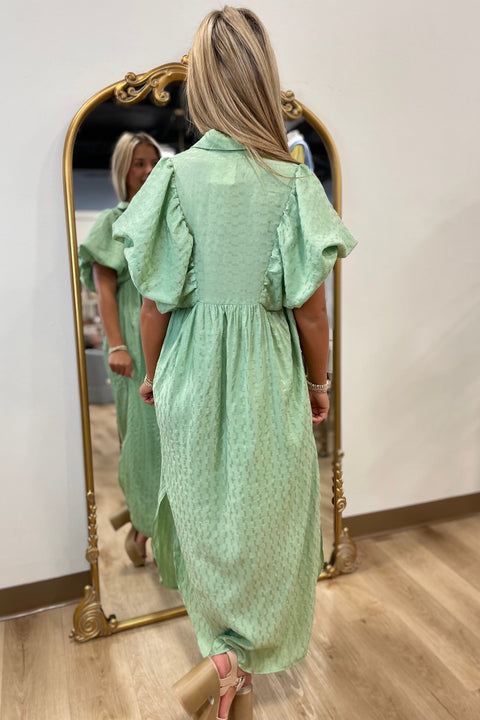 Easter Bloom Puff Sleeve Dress Sage