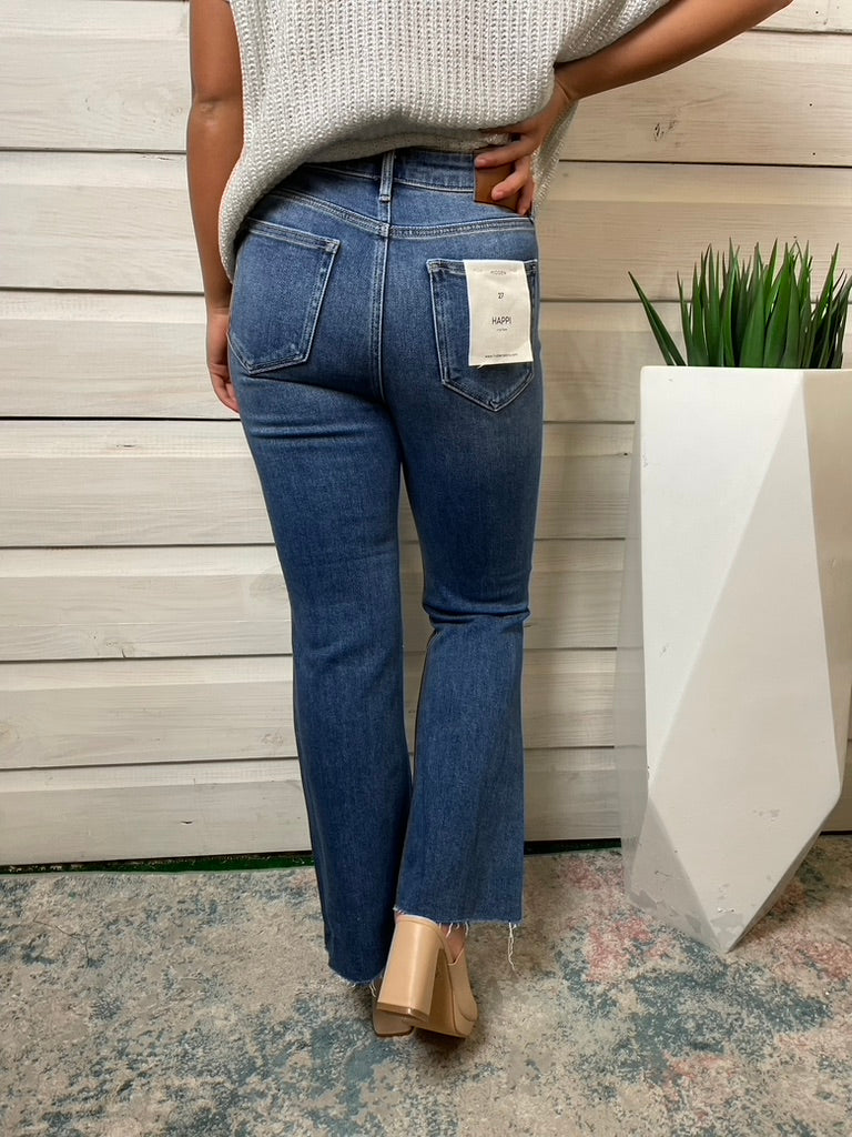 Hidden Happi Ultra High Rise Crop Flare Dark Blue
