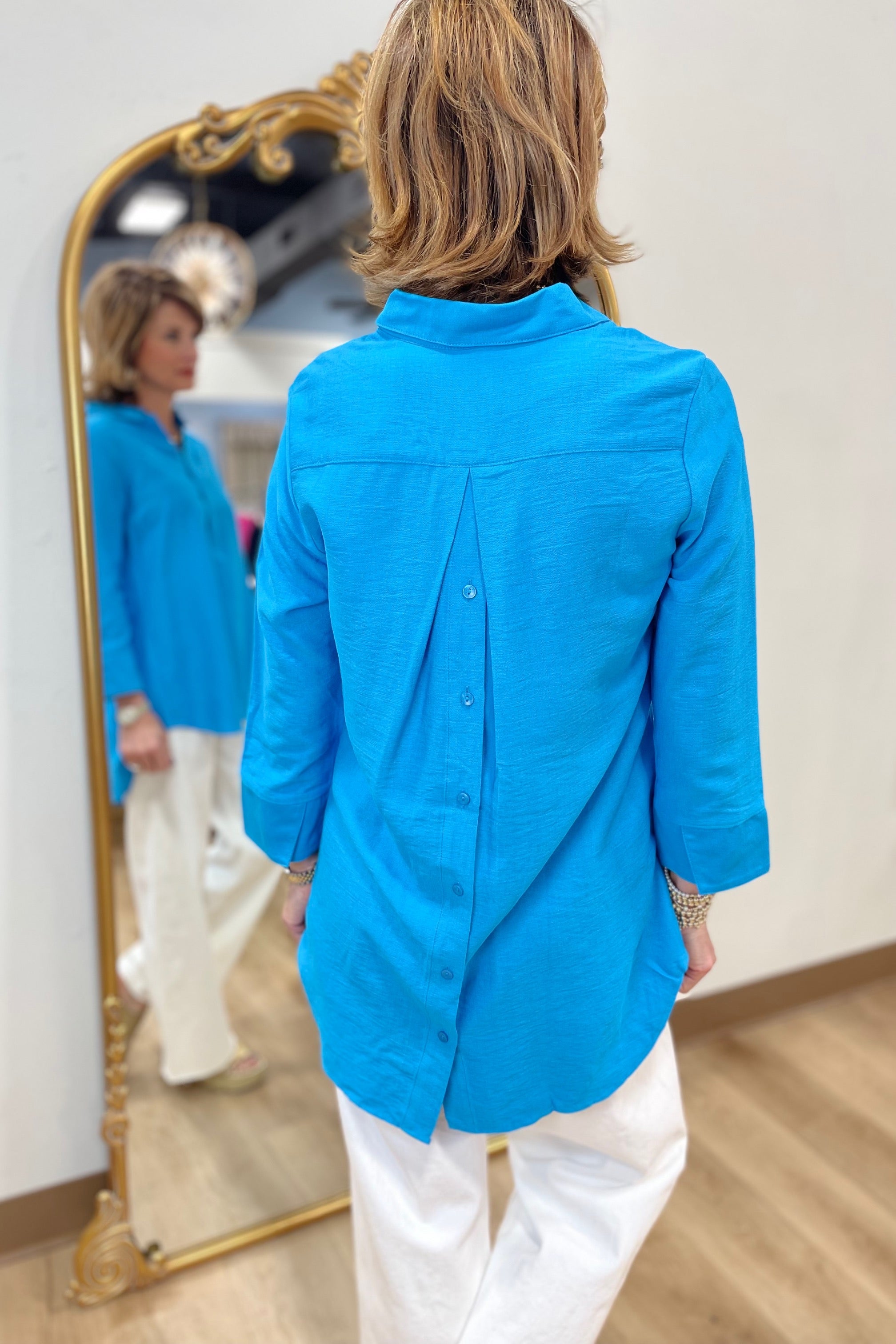 Andrea 3/4 Sleeve Blouse Turquoise