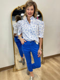 Royal Daisy Puff Sleeve Shirt