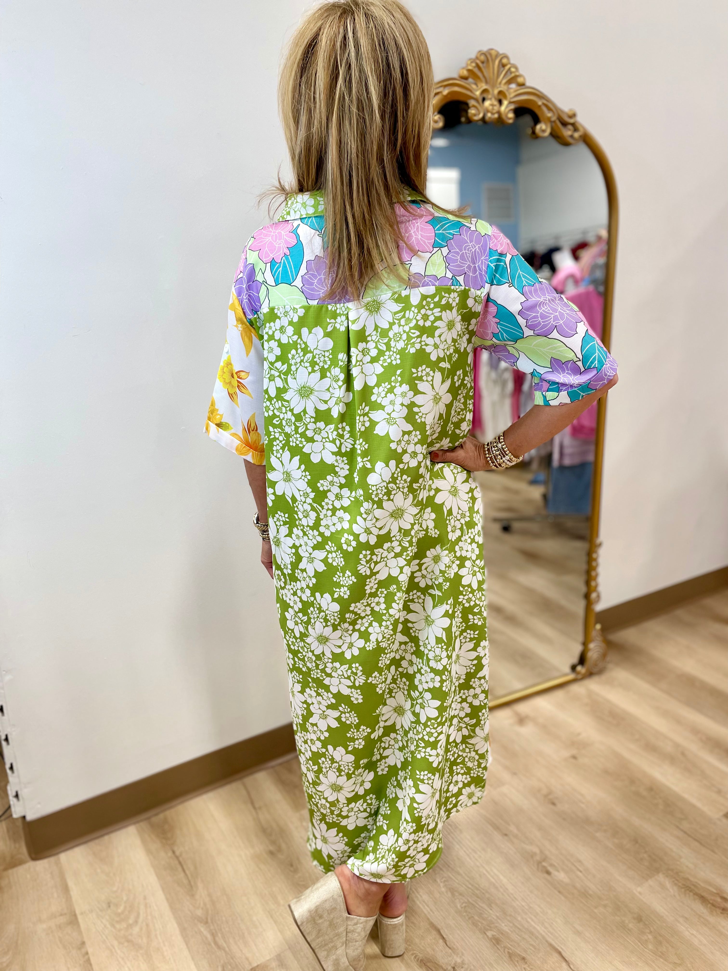 Patchwork Garden Shirt Dress