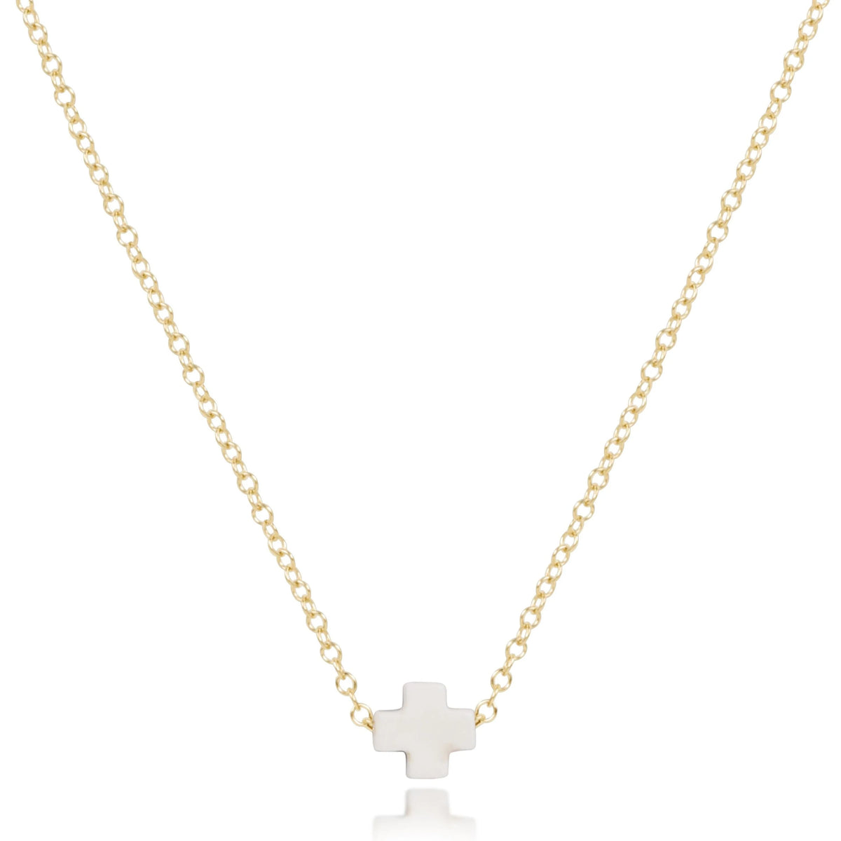 E Newton 16" Signature Cross Small Necklace Off White