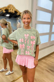 Coquette Bow Ribbons Pink Graphic Tee Green