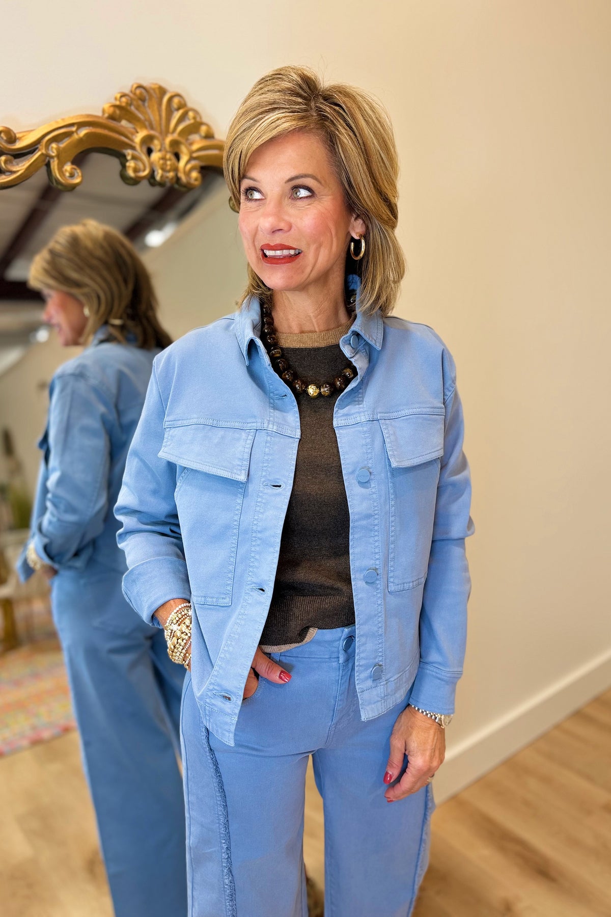 Renuar Snap Front Jacket Ashley Blue
