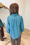 Umgee Wide Open Collar Top Slate Green