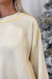 Weekend Wonder Contrast Seam Pullover Yellow