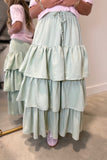 Serene Sage Tiered Skirt