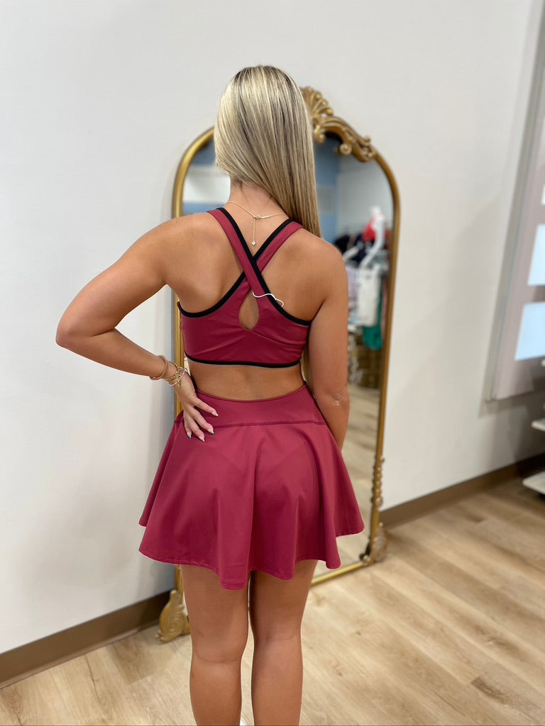 Halara Crisscross Cutout Tennis Dress Cordovan