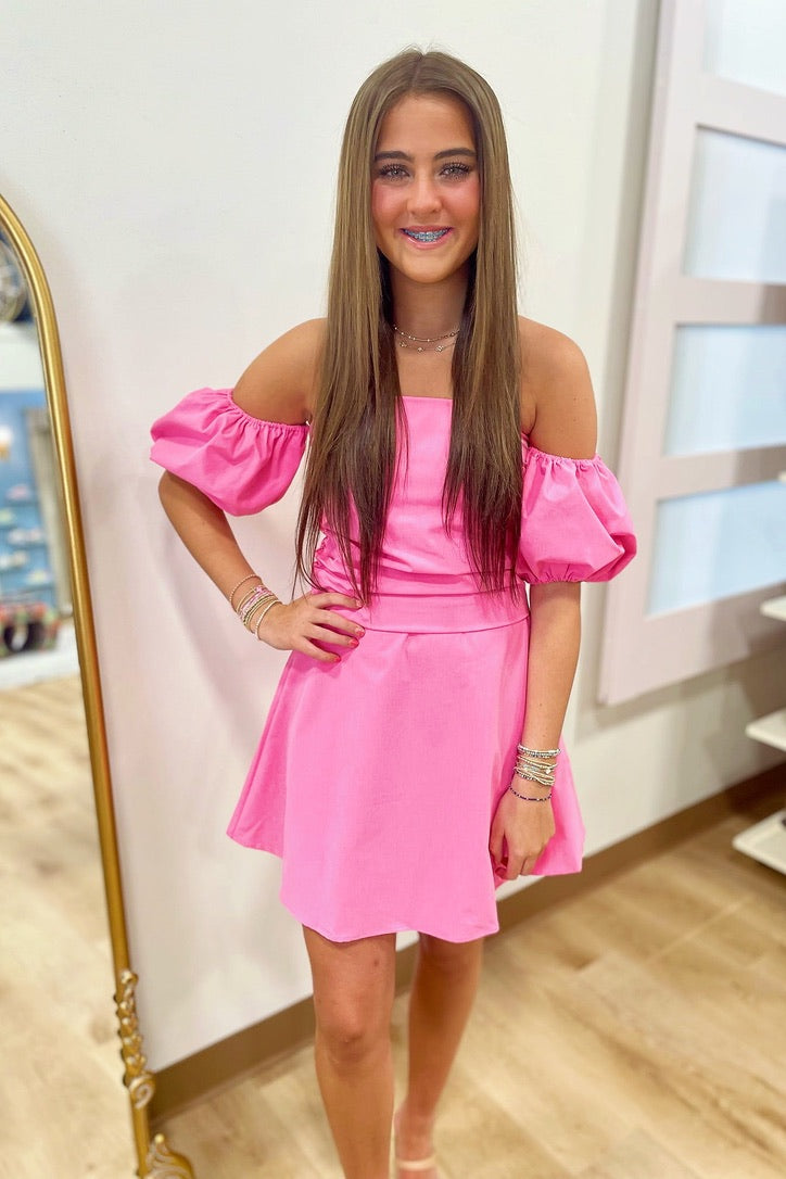 Olivia Off the Shoulder Dress Pink