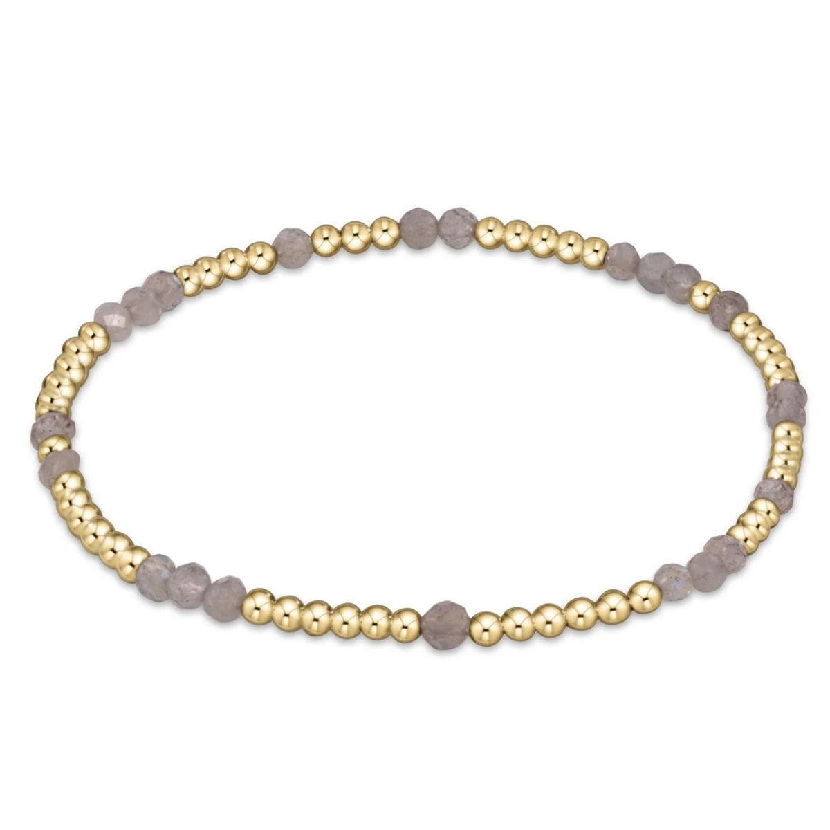 E Newton Gemstone Gold Joy Pattern 3mm Bead Bracelet Labradorite