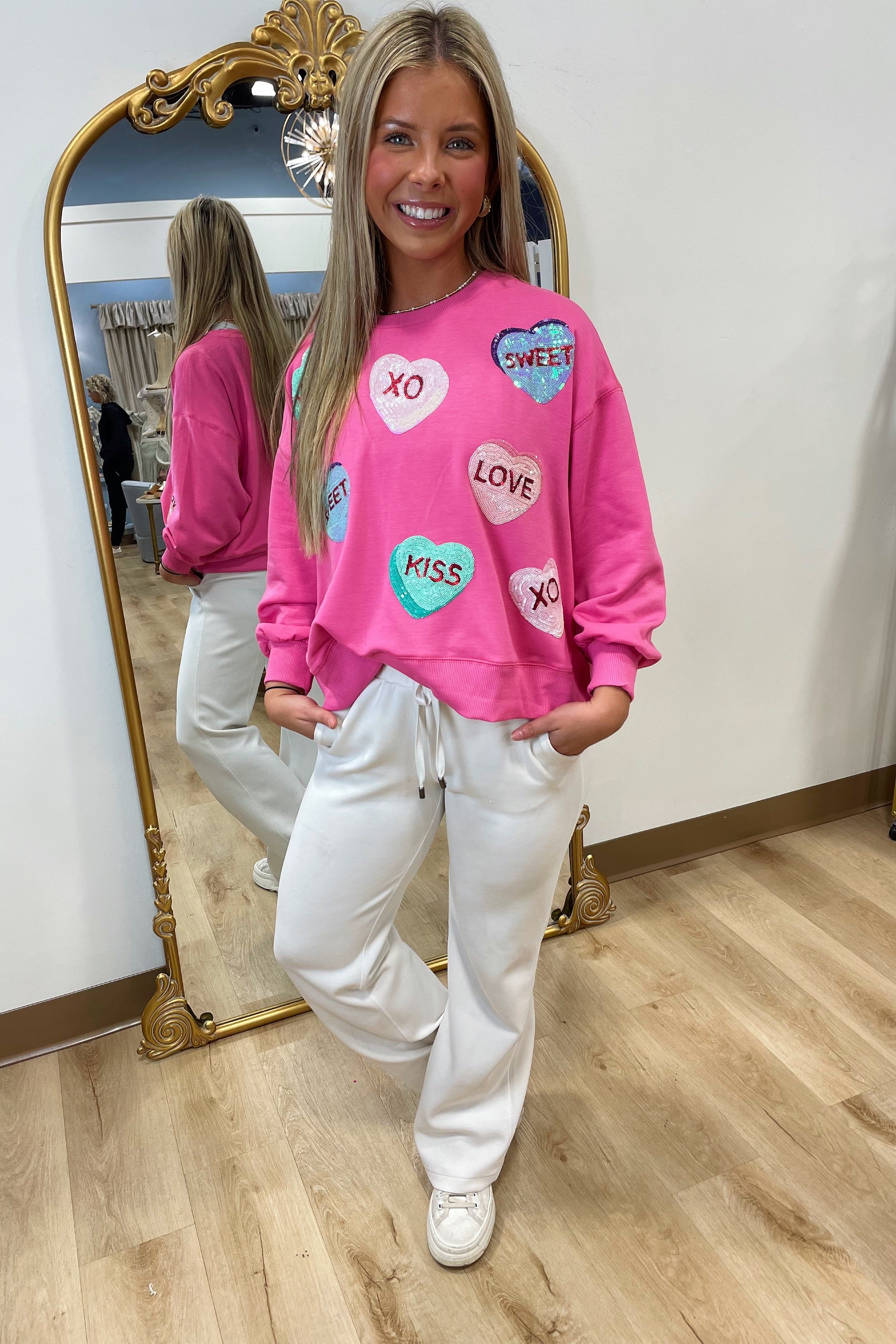 Mary Square Millie Candy Hearts Sweatshirt