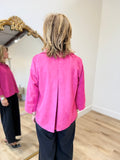 Boho Chic Faux Suede Blouse Fuchsia