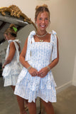 Bows Everywhere Shoulder Tie Dress Blue