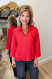 Boho Chic Split Neck Blouse Red