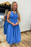 Sarah Smocked Bubble Hem Dress Cobalt