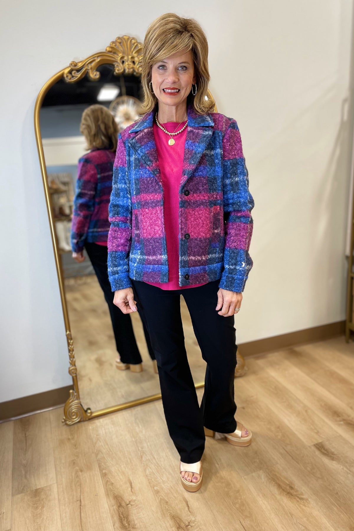 Charlie B Knit Short Coat Navy