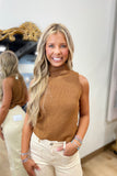 Layer Perfect Sleeveless Sweater Crop Caramel
