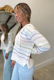 Color Burst Striped Hooded Pullover Sweater