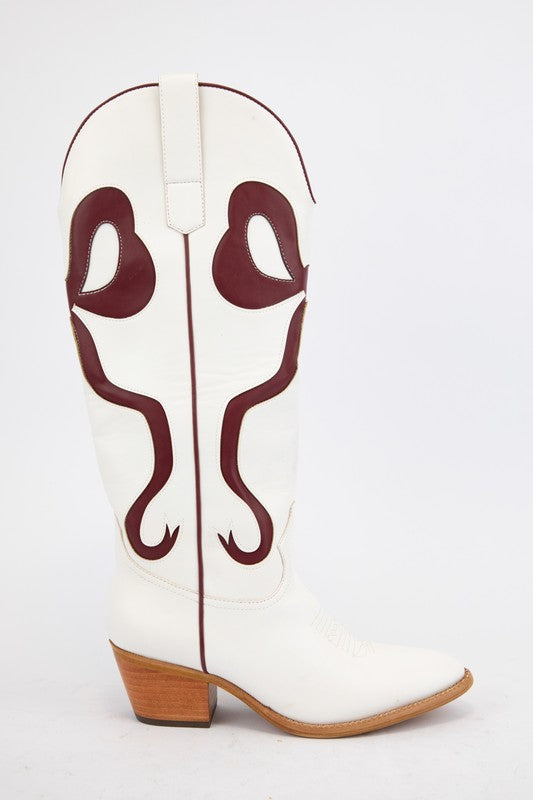 Ruby Bow Boot White/Maroon