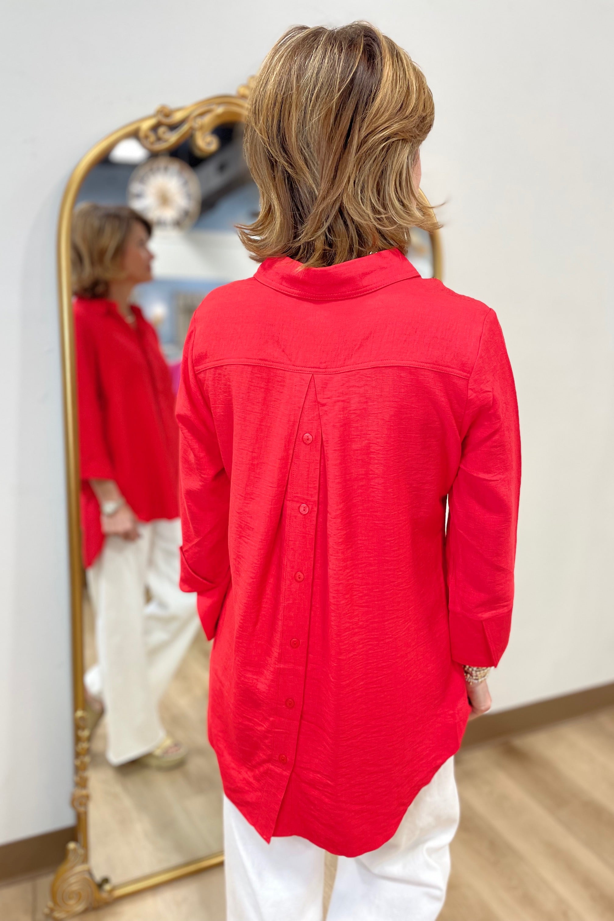Andrea 3/4 Sleeve Blouse Red