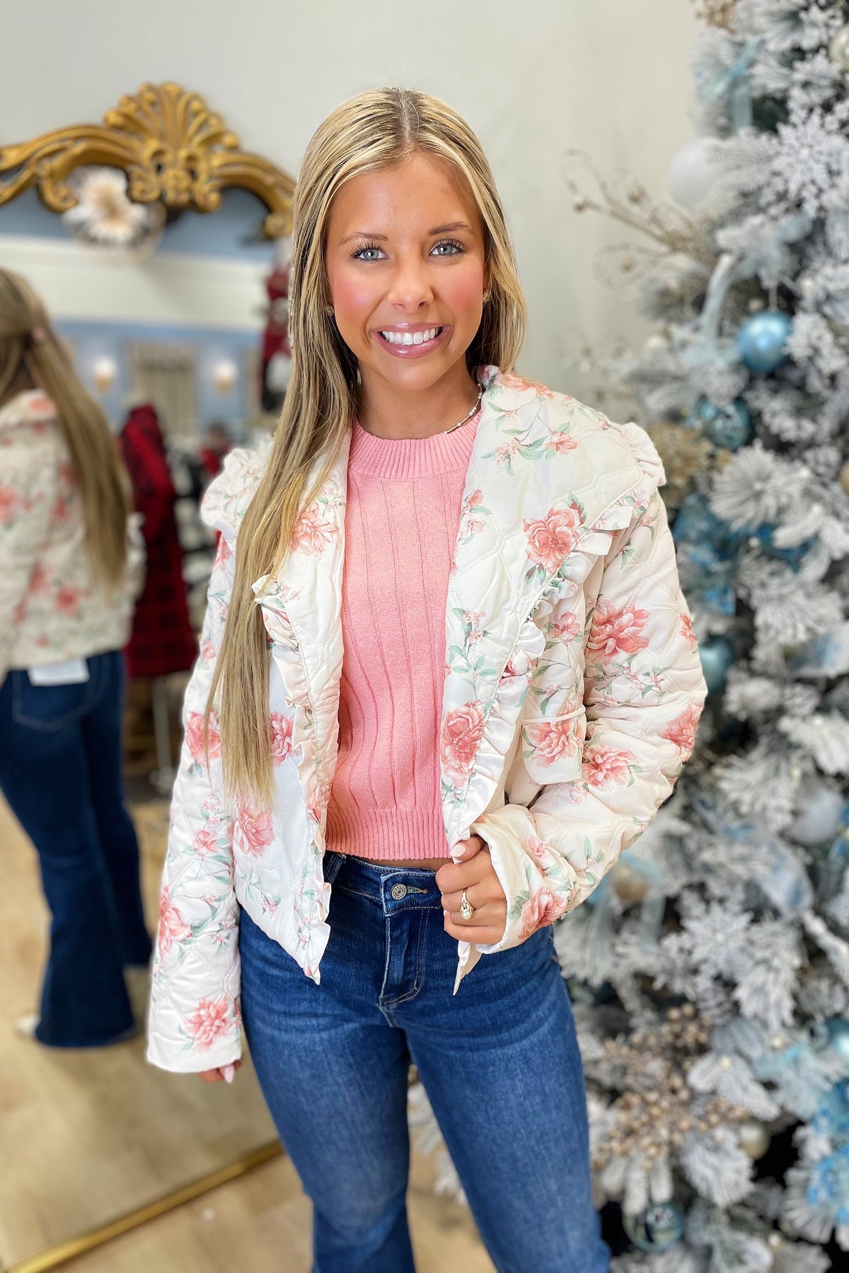Romantic Radiance Ruffled Jacket Pink