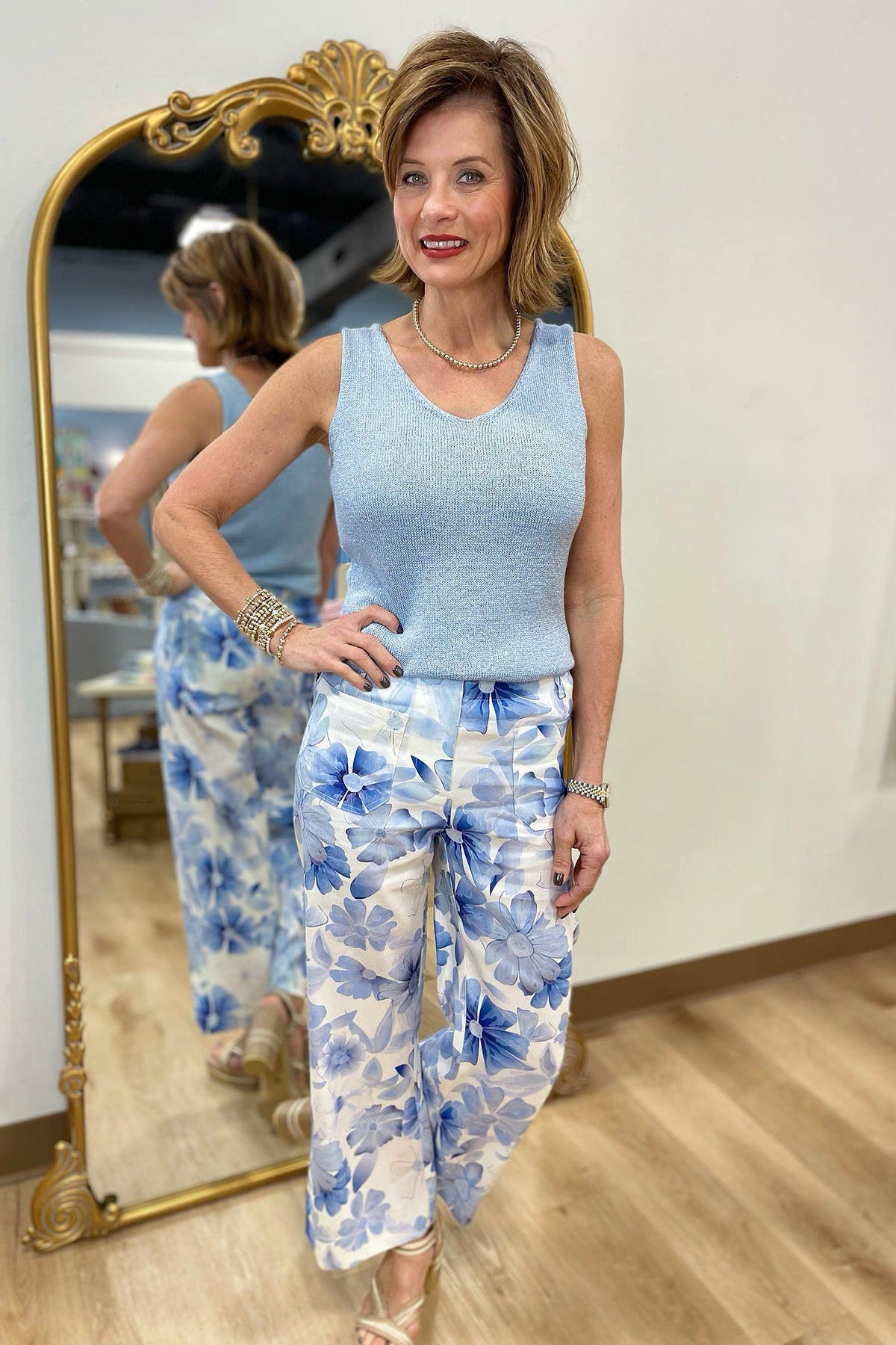 Charlie B Printed Cropped Pant Celestial