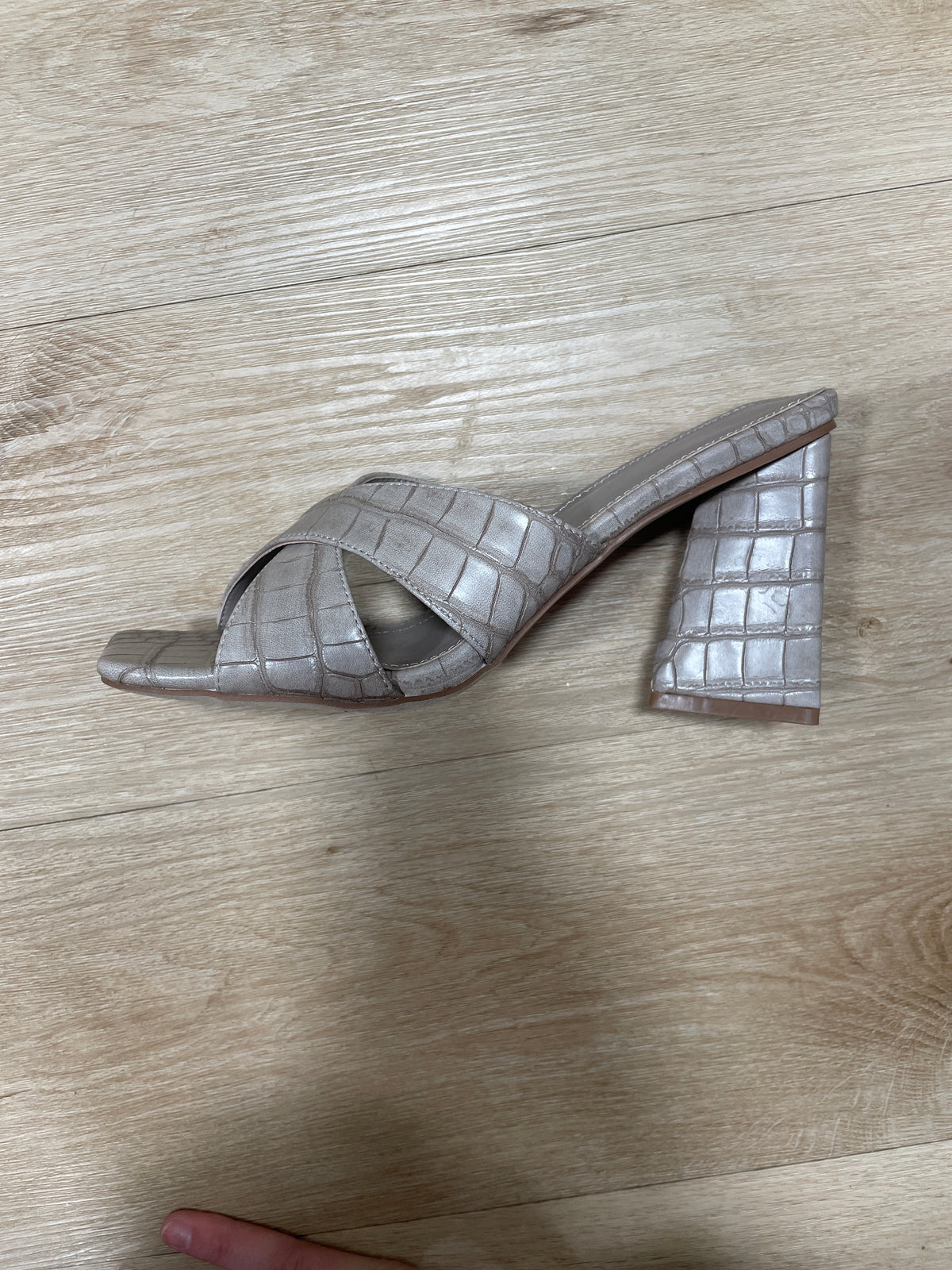Shushop EarthaTaupe Crocodile Mule
