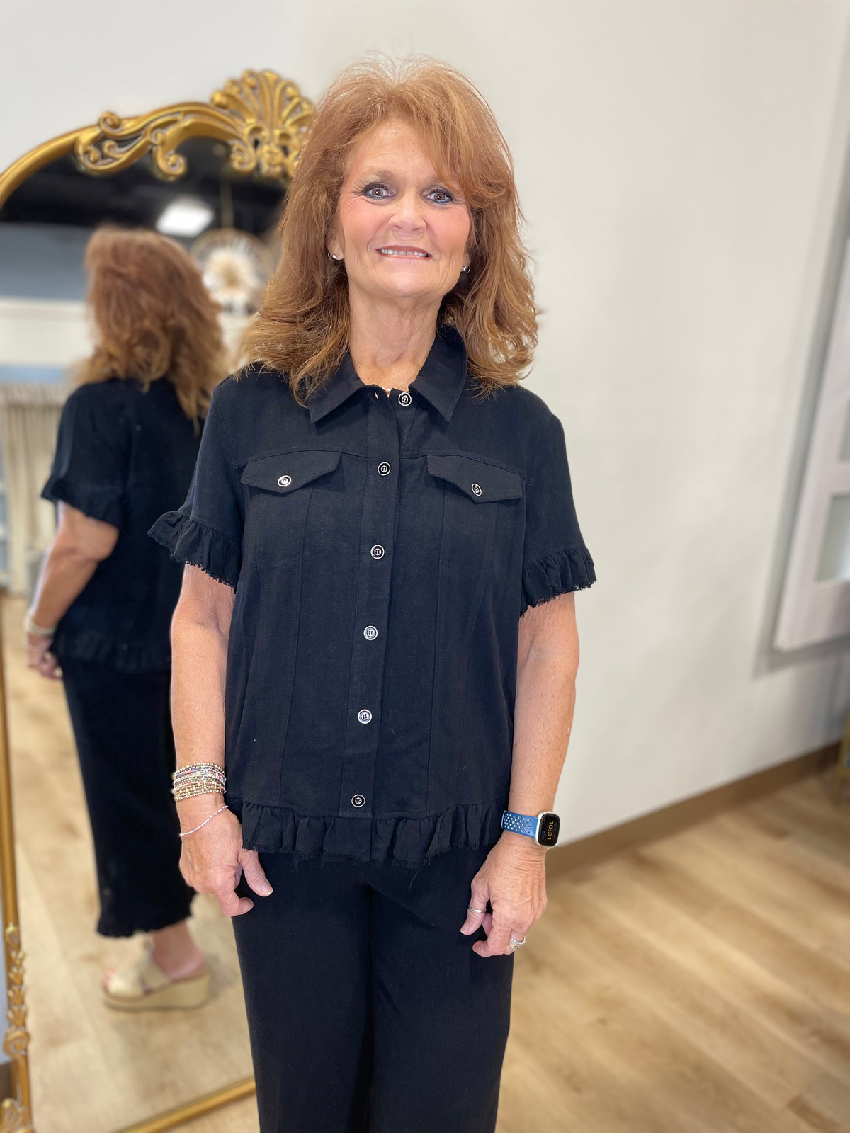 Multiples Short Sleeve Jacket Black