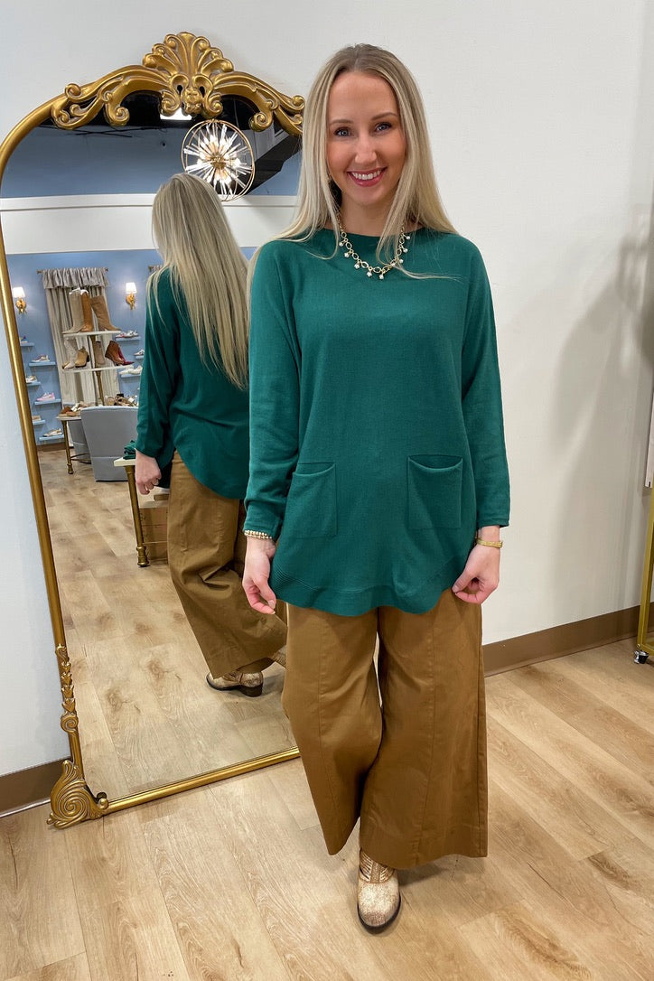 Tempo Paris Front Pocket Sweater Forest